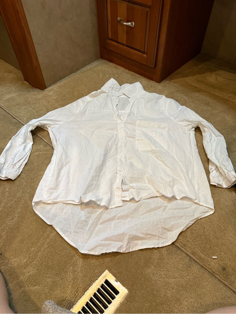 White 3/4 Sleeve Button-Down Dress Shirt